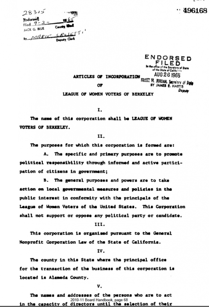 LWVB Articles of Incorporation p. 1