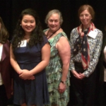 LWVBAE convention delegates: Diz Swift, Adena Ishii, Deborah Malbec, Christine Wenrich, and Gail Schickele