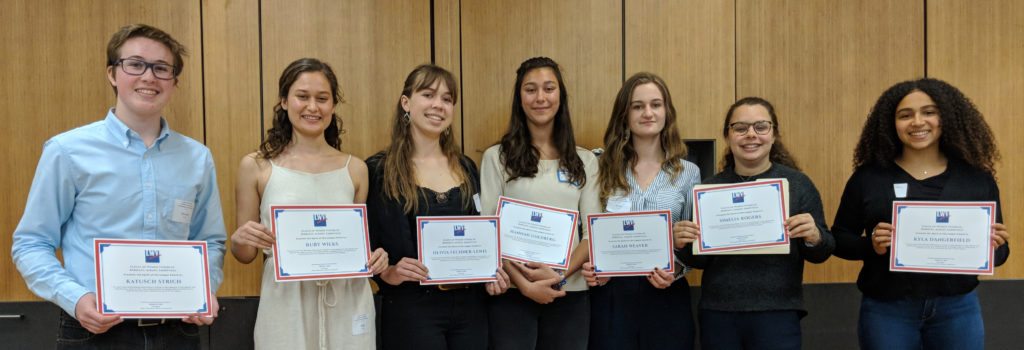 Students given the Spirit of the League awards, Annual Meeting May 2018