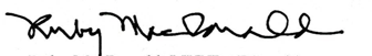 The signature of Ruby MacDonald