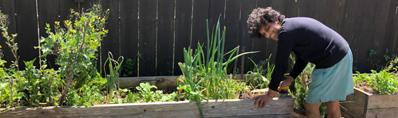 Swapan Gandhi in his garden